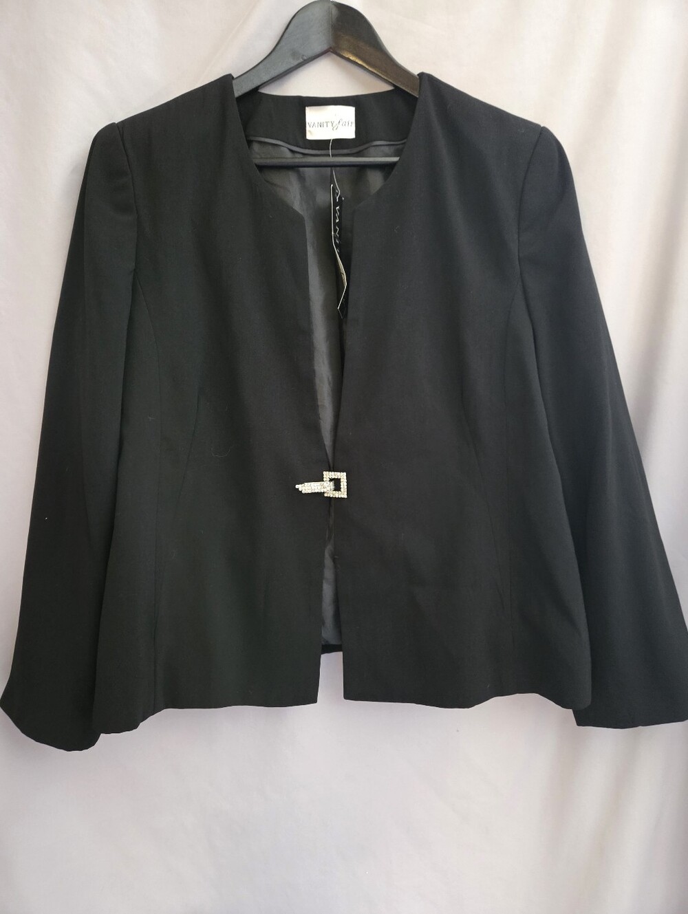 Vanity Fair Black Women's Suit Jacket with Rhinestone Buckle